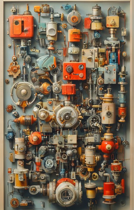 masterpiece,best quality,<lora:tbh244-sdxl:0.9>,illustration,style of Exploded assembly
 portrait of Housework robots