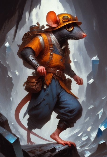 BREAK score_9, score_8_up, score_7_up, crystal caves, (mine: 1.2), purple crystals, solo,  rat man, overalls,  wearing goggles, brown eyes,  dynamic pose, hard hat, fully body shot , (throwing bomb: 1.2) , full body shot, (one tail: 1.5)
(masterpiece, best quality, ultra detailed, intricate details:1.2), (detailed face:1.1), (rat folk:1.5)