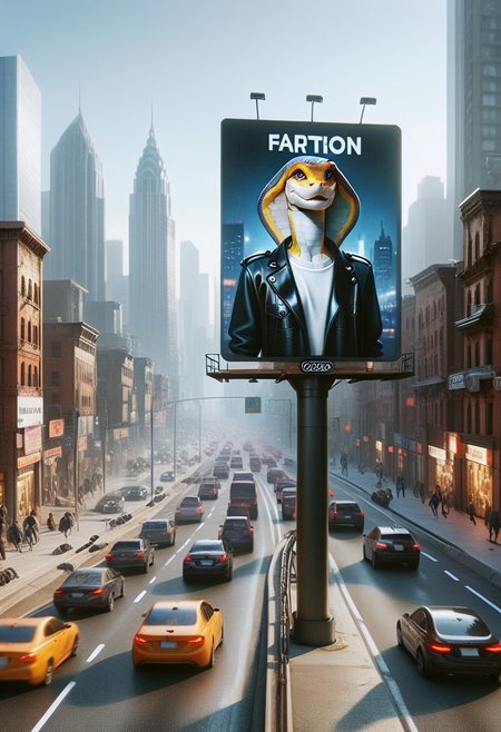 score_9, score_8_up, score_7_up, b1llb0ard, sign,  BREAK
(1girl, solo, anthro snake girl), (leather boot:1.3), BREAK
cars, traffic, buildings, city
