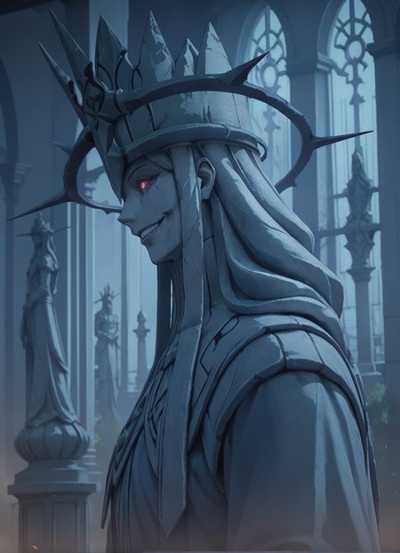 score_9, score_8_up, score_7_up, source_anime, upper body, from side, evil smile, solo, eye contact, statue, statue_of_god, <lora:Statue_of_Death_God__Solo_Leveling_pony:0.7>