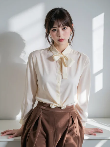There are wonderful studio lights and various reflections,
18yo beautiful cute girl with blushing and female orgasm.skin naturally showing the texture of blood vessels and detailed pale skin,
--,
<lora:Nakajo_Ayami_f1:1>,she is Nakajo Ayami,
(Velvet_midi_skirt:1.5),(Satin_blouse_with_bow_tie:1.4),(Pointed-toe_mules:1.3), She was in a bright spring day, with Japan's Mount Fuji reflected in the lake, the waves reflecting the sunlight to form light spots, which were also reflected on her face, the cherry blossoms were in bloom but the atmosphere was a bit lascivious and erotic, because she was preparing to perform in an adult film, the scene was a bit surreal.,#æåªå¯å£«å±±