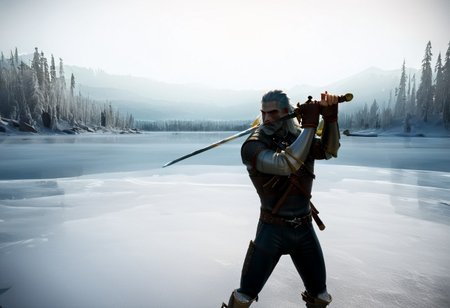 (geralt) sword fighting the nutcracker,
high guard sword parry stance
at a frozen lake,
realistic photo
sfw