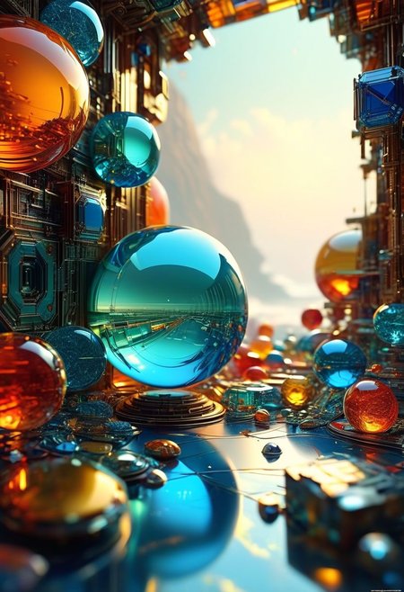 Style, Aesthetic, Background by: "harles Douglas Richardson and Mr Than and John Berkey Midjourney v6".
Subject: "Tesseract".
Life-like details.
Refined lines and and shapes.
Refined details on objects.
Sharp details.
Wide range of colors.
Many details everywhere. 
Realistic soft shadows. 
Low saturation colors. 
Insane quality. 
Insane resolution. 
Insane details. 
Masterpiece. 
32k resolution. 
OverallDetail.
perfecteyes.