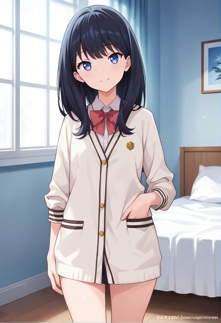 score_9, score_8_up, score_7_up, source_anime, masterpiece, best quality, highly detailed background, cinematic lighting, detailed eyes, detailed pupils, perfect face, Rikka takarada, unique outfit, looking at viewer, standing, cute, smile, bedroom, soft light,
 <lora:Rikka_Takarada_Pony:0.8>