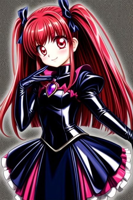 Bad_End_Precure, DarkPrecure, evil corrupted princess wearing dark pastel (ruffled:1) (gleaming latex:1) gown with (long latex vampire cloak:1.1) and latex gauntlets, soft lighting, ruffles,
(vmpr:1.1),
<lora:more_details:1>,