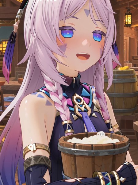 detailed background, shiny skin, posing, rating safe,
<lora:citlali.pony:1>,
citlali, drunk,
sit, beer bucket, open mouth, laugh,
