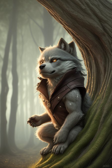 <lora:cuterichstyleLora300_cuterichstyleLora300:1>chibi werewolf in a wood, detailed, fantasy, dreamlike, surrealism, super cute, trending on artstation cbzbb