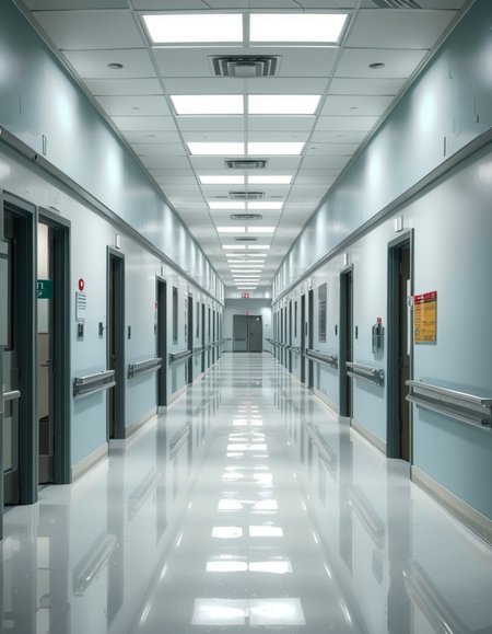 A long, sterile hospital corridor with bright white walls and a polished, reflective floor. The fluorescent ceiling lights cast a cold, clinical glow, emphasizing the cleanliness of the space. The hallway is lined with closed patient rooms, each marked with a small number plate. Stainless steel handrails run along the walls, and a few medical carts are neatly parked near the side. The corridor appears empty, creating a sense of stillness and anticipation. At the far end, a set of double doors with small glass windows leads to another section of the hospital. The atmosphere is quiet, professional, and highly sanitized, evoking a sense of order and precision.
<lora:SDXLFaeTastic2400:0.4> <lora:extremely_detailed:0.4> extremely detailed, <lora:sterile_hospital_c0rr1d0r:1>,sterile hospital c0rr1d0r, Masterpiece,best quality,hi res,8k,hi res,8k,award winning,(sharp focus, intricate, highly detailed),