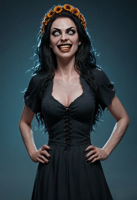 score_9, score_8_up, score_7_up, score_6_up,1girl, source_photo, source_real, 3/4 portrait, 
 deep one
valak valak valak valak valak valak
ral-wtchz
possessed witchpossessed witchpossessed witchpossessed witchpossessed witchpossessed witchpossessed witch
veiny medium breasts, cleavage, veiny skin
black midsummer dress,
dead brown flower crown, dead brown flower crown, withered flower crown
possessed witchpossessed witchpossessed witchpossessed witch
, folk horror woman,wearing black peasant clothes,, long black hair, scary, , pale, grey eyes, long tangled black hair, , hands on hips, front view, very pale skin, veiny  skin,, evil smile, grey eyes, black peasant clothes,  red lighting, horror, scary face, monstrous, evil,,  red lighting, Expressiveh, g0thicPXL, glowing, neon,, zPDXL2, black peasant clothes
