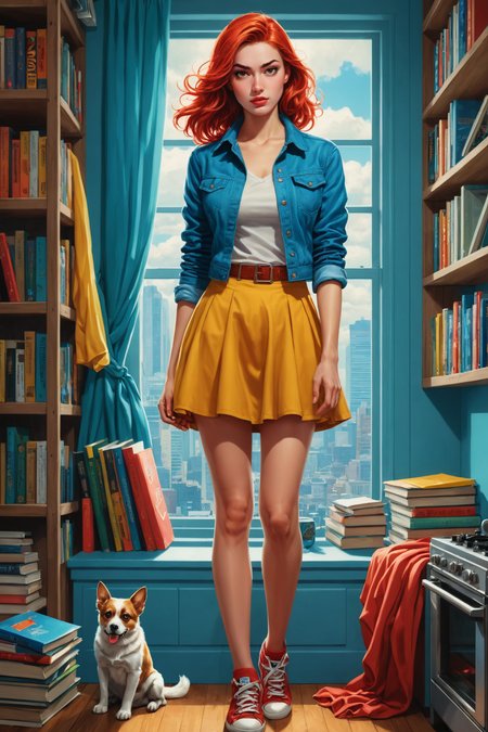 by Natalia Rak and Reylia Slaby in the style of Svetlin Yosifov, cute fit 18 year old woman, comic book illustration<lora:comic_book_illustration:2.00> , full body length <lora:more_art:0.20><lora:huge_anime_eyes:0.85><lora:attractive:0.75><lora:great_lighting:1.00><lora:aesthetic:0.85><lora:photorealistic_portrait:0.85><lora:clothing_slider:1.00><lora:RMSDXL_Enhance:0.45><lora:RMSDXL_Creative:0.35><lora:RMSDXL_Photo:0.45><lora:RMSDXL_Darkness_Cinema:0.50><lora:XDetail_heavy:0.45><lora:perfect_eyes:0.15><lora:perfect_hands:0.15><lora:midjourney:-0.15><lora:looking_at_viewer:0.75>