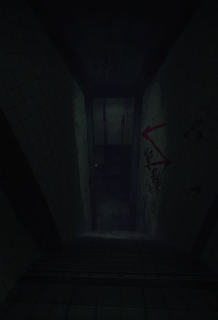 score_9, score_8_up, score_7_up, score_6_up,
BREAK
SGMSubway, indoors, subway station, dark, dim lighting, shadows, urban decay, dirty floor, clutter, industrial, underground, eerie, atmospheric, empty space, stairwell, concrete walls, neglected, decayed, damaged walls, peeling paint, graffiti, tiled walls, red arrow graffiti, broken tile, crumbling stairs, abandoned, scenery, architecture, no humans <lora:Slashers_Abandoned_Subway_Station_Style_Background:0.7>
