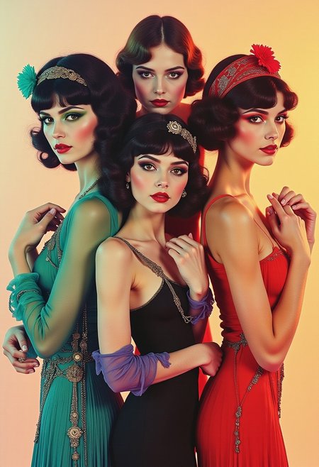 1920s, flapper style, retro look, beautiful models, mythp0rt, ArsMovieStill, 20s Silent Movie Still