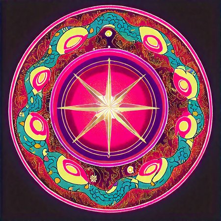 score_9, score_8_up, score_7_up, colored Mandala style, medium stylized pattern, (deep_purple base, black, red, and gold details), (glowing_golden_elements:1.2), Seviper, serpentine, vertical_figure_eight_pattern, intricate_design, symmetrical, traditional_mandala, luminous, mystical, highly_detailed, geometric_patterns, harmonious_composition, masterpiece, balanced,  artistic, reverence, best quality, absurdres, highly detailed,