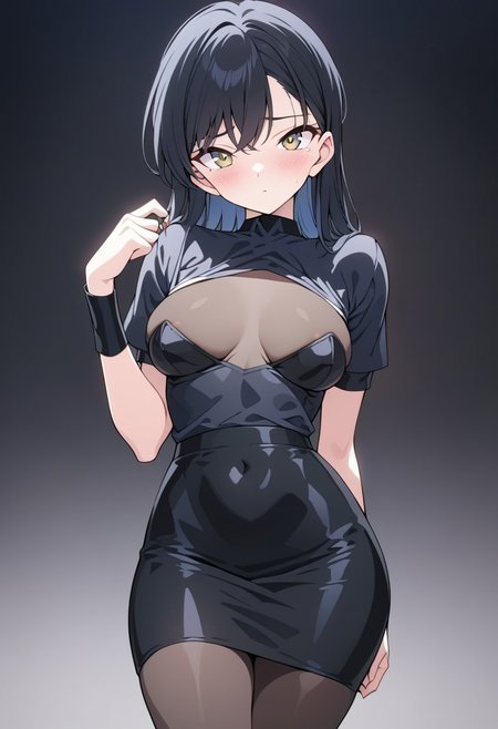 (masterpiece:1.2), (best quality:1.3), (ultra detailed:1.3), kenan,
masterpiece, best quality, very aesthetic, absurdres, Misato Katsuragi, light brown eyes, evangelion, TOKIO-3 fashion magazine cover, sexy, tight black shirt, black pencil skirt, maximum details