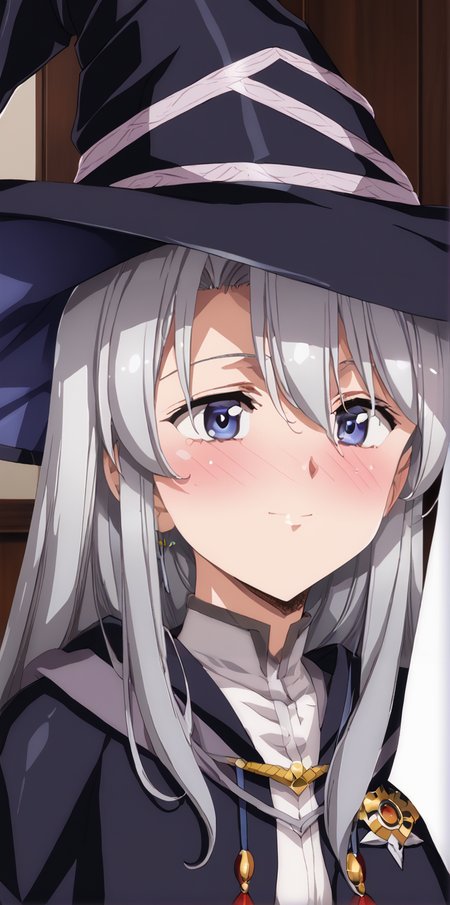 1girl, 1boy, masterpiece, highres, high quality,night, dark room,
score_9, score_8_up, score_7_up, score_6_up, source_anime,
(mature female), 
BREAK
indoors, (blush:2), seductive smile, smile, 
covered nipples, 
BREAK,
BREAK,
Elaina, long hair, bangs, blue eyes, hair between eyes, purple eyes, grey hair, ahoge, witch hat,<lora:Urushihara Satoshi_XL_PONY_V2:0.9>,<lora:WanderingWitch:0.8>
