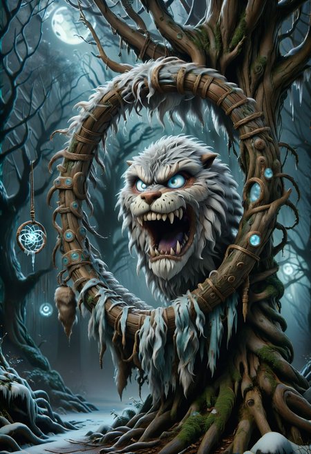 DonMV00d00XL  woven magical circle ice european arboreal Ryu,  fur skin, scaled
 <lora:DonMV00d00XL:1>