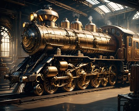 Photorealistic side facade of a fantasy steampunk locomotive,  cinematic lighting, ,
highly detailed, <lora:SDXLFaeTasticDetails2400:0.8>,  <lora:FantasySettlement:0.3>, epiCPhoto, side view, darkfantasy,