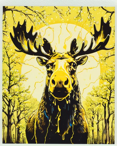 (electric yellow theme:0.7) , Absurd Moose, Spring, Instax, <lora:Ive_Got_The_Power:1>