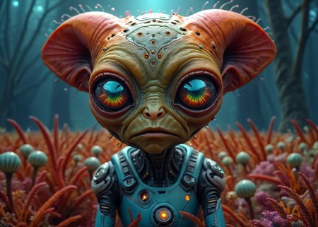 xslx, surrealism, 3d sad female alien species face, highly detailed, Invigorating, spotlight, Rust, eerie, pristine, serene <lora:fx-01:1.25>  <lora:surrealism-v1:1>  <lora:alien-species:.4>