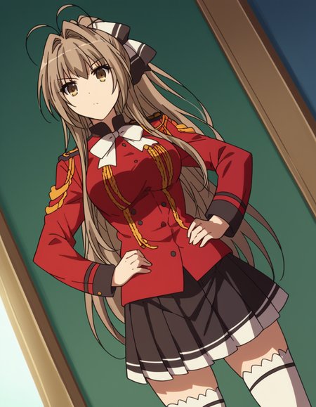 score_9, score_8_up, score_7_up, source_anime,
isuzusento, <lora:isuzu-sento-s1-ponyxl-lora-nochekaiser:1>,
isuzu sento, long hair, brown hair, bow, brown eyes, ponytail, hair intakes, antenna hair,
long sleeves, skirt, thighhighs, ribbon, pleated skirt, frills, bowtie, black skirt, white thighhighs, zettai ryouiki, aiguillette, uniform, red uniform, military uniform,
amusement park, hands on hips,
looking at viewer, cowboy shot, dutch angle, solo,
