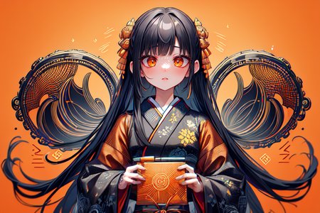 highly insanely detailed, masterpiece, top quality, best quality, highres, 4k, 8k, RAW photo, (very aesthetic, beautiful and aesthetic),  
(code_style,codestyle),japanese text,(sympattern,geometric pattern), 
<lora:CodeStyle (half generic class)_564920:0.8>, 
(1girl:1.3), 1other, 
(pure orange background,transparent background:1.2),âââ