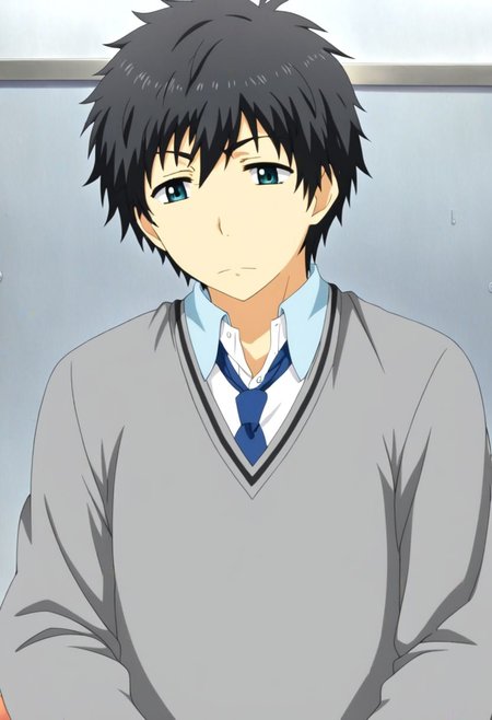 high resolution, solo, best quality, 1Boy, Arata Kaizaki, Black Hair, School Unifor, School Life, OverallDetail
