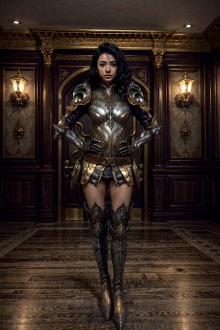 <lora:HXarmour_069:0.8> 35mm photograph, film, bokeh, professional, posing in a royal chamber in a fantasy castle, hxarmour, pretty cheerful 20yo girl, (full body light golden armor:1.4), hyperrealistic, super realistic, sharp focus, OverallDetail, SkinHairDetail, 8k, (((masterpiece))) (((ultimate quality))), epiCPhoto, exquisite beauty, perfect eyes, perfect nose, perfect lips, happy face, high texture resolution, photorealistic, fantasy setting, epic composition, perfect realistic hands and fingers  <lora:pytorch_lora_weights(1):0.5> <lora:more_details:0.5>
