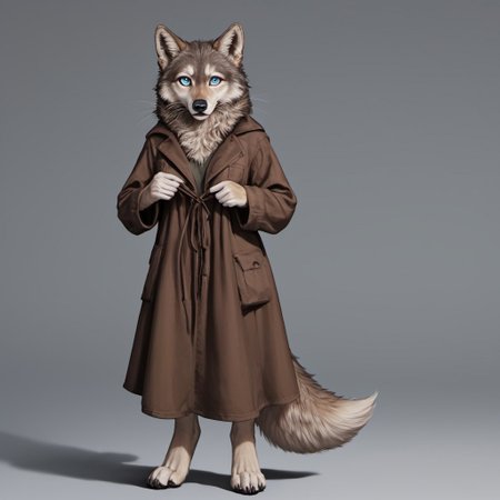 score_9, score_8_up, score_7_up, source_furry, detailed face, detailed eyes, incredible detail BREAK 1girl, solo, anthro, wide shot (furry female, wolf, light brown fur, monotone fur, light blue eyes,slightly wide hips, small breasts), black nose, whiskers, holding bow, wearing a hunter clothes, shy posee, ear flop, solo, looking at viewer, drop shadow, full body