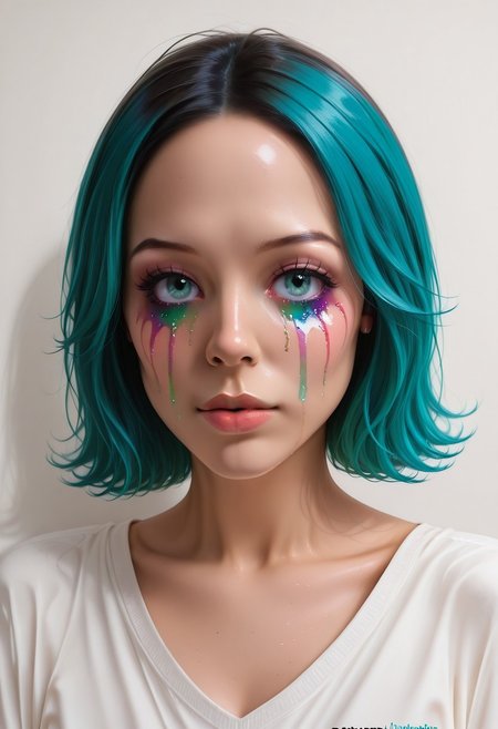 score_9, score_8_up, score_7_up, rating_safe, concept art, realistic, Fixhand.
1girl, solo, cute face, sexy face, Sexy body, 
TearsMakeUp, Rainbow Tears