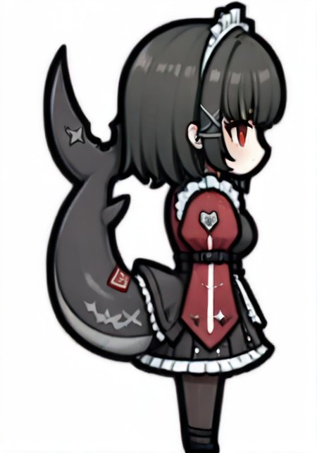 ellen_joe, rimworld, (chibi:1.2),  from side, facing away, 1girl, breasts, solo, full body, transparent background, white background, simple background  <lora:rimworld2-000090:1>