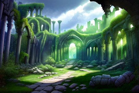 (masterpiece:1.2), (best quality,:1.2), 8k, HDR, ultra detailed, ((photorealistic)), professional light, cinematic lighting, fashion photography, ambient lighting,<lora:detail_slider_v4:3>, overgrown ruins of a settlement on the plains of a magical fantasy world, FanRu <lora:FantasyRuins-10:1>, ((perfect hands)), epiCPhoto