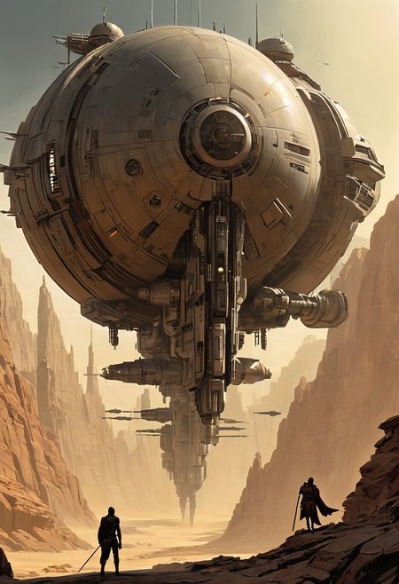 by Stephan Martiniere and by  Michael Parkes, (panoramic , futuristic-sci-fi but extremely beautiful:1.4), (intricate details, masterpiece, best quality:1.4) ,Star wars movie style, movie still, dynamic, highly detailed, reminiscent of Star wars movies, , looking at viewer, dynamic pose
