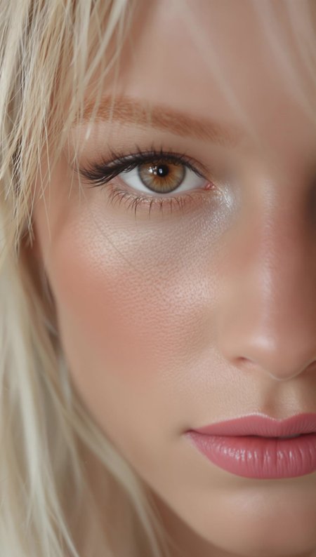 “Full-body shot of a beautiful white Russian woman, blonde hair framing her face, brown eyes locked on the camera, sharp nose, and soft pink lips, (hyperrealistic:1.3), (photorealistic:1.2), cinematic lighting, ultra-detailed facial features.”
