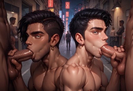 Bisex blowjob two main characters