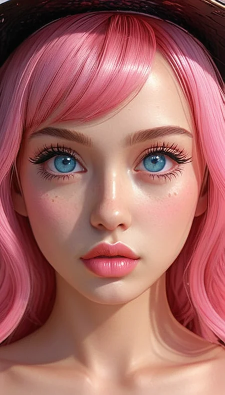 (Cel-shading:1.8), (in ARTIST style:1.7), (masterpiece:1.7), tsundere, CivChan, cartoon style, comics style, pink theme,
(masterpiece), (best quality), (ultra-detailed)
(Medium shot:2) gorgeous girl face, cute, beautiful, gorgeous, showing emotions, perfect body, solo, long hair, (very long eyelashes:2),perfect pink hair, streaked pink hair, , bangs, freckles, striking large eyes, aligned eyes, mirror eyes, witch costume, witch hat, , indoor witch hut, gorgeous,pink theme,
eyeliner, trendy portrait, bare shoulders, tender Aesthetic nose, perfect lips, gorgeous lips, puffy lips, sensual lips, cinematic,
(masterpiece), (best quality), (incredibly detailed:1.4) (beautiful detailed face, beautiful detailed eyes), (ultra-detailed), very aesthetic, illustration, perfect composition, intricate details, absurdres, detailed skin, clean skin,  pure skin,
(masterpiece:1.8), (highest detailed:1.8), (angle:0.9), perfectly lighted, (contrast), (saturated), (((sharp focus))), (hyperdetailed:1.3), (intricate details:1.2), (Refined details:1.3), (best quality:1.5), highly detailed textures,
<lora:Apparatus_-_Traction_City_Walkers_Vehicles:0.6>,
<lora:add-detail-xl:1> (ultra sharp focus:1.8), (detailed skin:1.8), (best quality:1.8),
<lora:glowneon_xl_v1:0.6>
<lora:Someplastic_b:1>