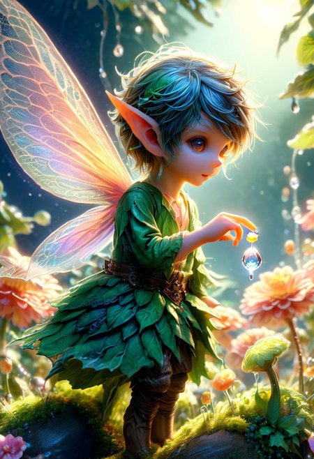 Microfairy, macro photo, man, anime,, (masterpiece, high detail, best quality), sharp,