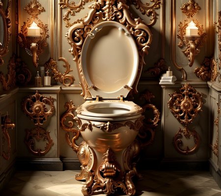 <lora:CulturePunkAI_2:.9>baroqueAI   toilet  Highly detailed, amazing, Impressive lighting, vibrant colors, Ultra Realistic, High quality, Highly detailed, trending on artstation