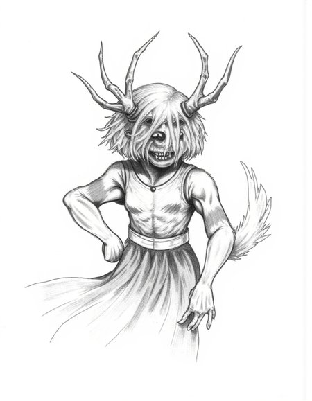 Halloween_Art_Style_Concept, A black-and-white pencil drawing