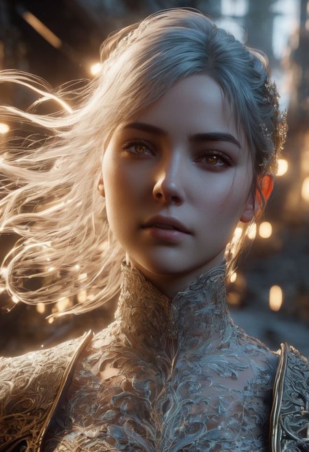 Graphics Unreal Engine 5, 3D Modeling,3D Blender, fullbody a Character woman,showhot, ultra hdr, ghostly beauty, windy, raw photo, reflection, lighting, intricately detailed, digital art, fantastic art, high detail, 4k resolution, dynamic motion blur, lens flares