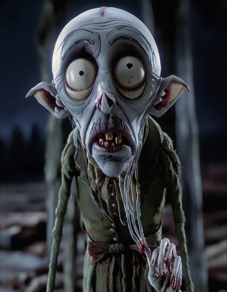 stopmotion, Strigoi: Vampiric, Undead, Cursed, Night-stalking, Draining, Nosferatu-like, Feral, Eerie. <lora:STOPMO_1.12_RC:0.9>