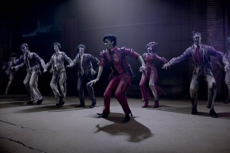 mjthriller group of zombies dancing in a dark alley, intricate detail, detailed face, very sharp, high quality, professional photography  <lora:hjmjthriller_v10:0.9>
