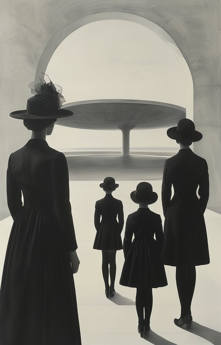 masterpiece,best quality,<lora:tbh300-sdxl:0.9>,illustration,style of F. C. Gundlach portrait of family