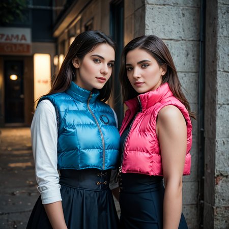 score_9, score_8_up, score_7_up,  professional 40 year old spanish 40 year old women wearing (blue and pink  cropped_puffer_vest_neon jacket),Bob haircut  unique hair style, sexy, fully dressed, (corset)  dramatic lighting, blushing, , after a long day of work,  at night, dark,outdoors scene
 <lora:pony_cropped_puffer_jacket:0.6>