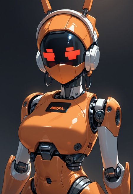 score_9, score_8_up, score_7_up,
 Android girl, pixel face, screen face, robot body, metal skin,