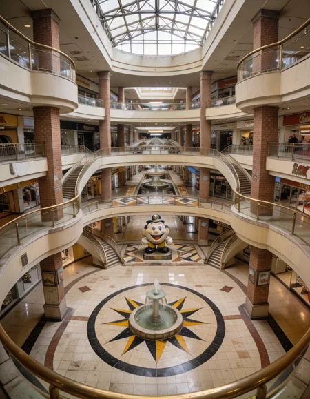 retro shopping mall atrium pony