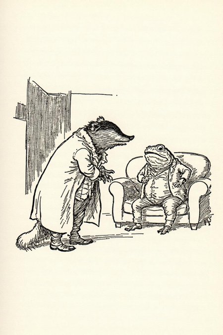 ehshep1 sketch.
Two anthropomorphic animals, a badger and a toad, in a indoor setting. The badger, on the left side of the image, is standing on its hind legs and leaning forward slightly, facing the frog. The badger is dressed in a long, loose-fitting coat, which is slightly open, revealing a vest underneath. The toad is sitting on a sofa, looking towards the viewer. <lora:ehshep2_cap_d6a3e12:1.0><lora:825897257544155541:0>
