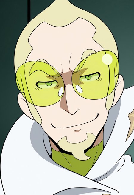 solo, masterpiece, modern, new, 1boy, male, masculine face, daddy looking face,

PokemonFaba, blonde hair, goatee, green glasses, white coat, portrait, headshot, looking at viewer, smiling