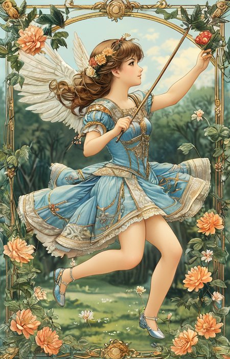 masterpiece,best quality,<lora:tbh132-sdxl:0.8>,idolmaster cinderella girls,illustration,style of Walter Crane,