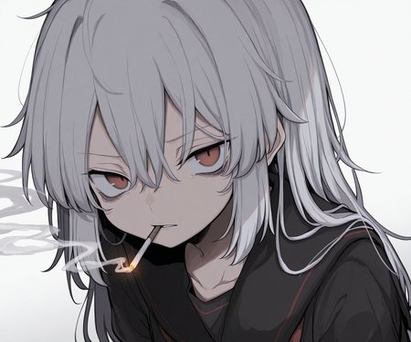 masterpiece, best quality, amazing quality,  1girl, solo,  looking at viewer, smoking,  <lora:Uwata_h ILXL:1> Uwata_h,  touhou