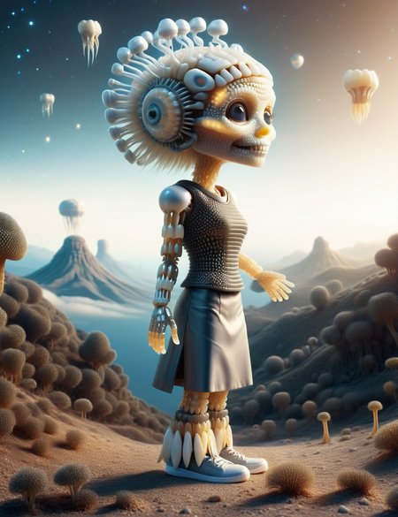 DonMT33thXL, female telepathic communicator, nanobot swarm- microscopic, shimmering clouds of nanobots capable of forming diverse shapes and patterns, elderly, petite, native american, brown eyes, large ears,      heart face shape, striking birthmarks,  freckles, dirty blonde bob cut hair, smile,
 holding out hands while manipulating energy or elements.,
  wearing  graphene a-line skirt, cyber-silk fiber    charcoal    nano tech texture ar blazer, quantum-tech sneakers,  , exuding an air of grace and respect while engaging with extraterrestrial beings., <lora:DonMT33th:1> <lora:DonMT33thXL:1>